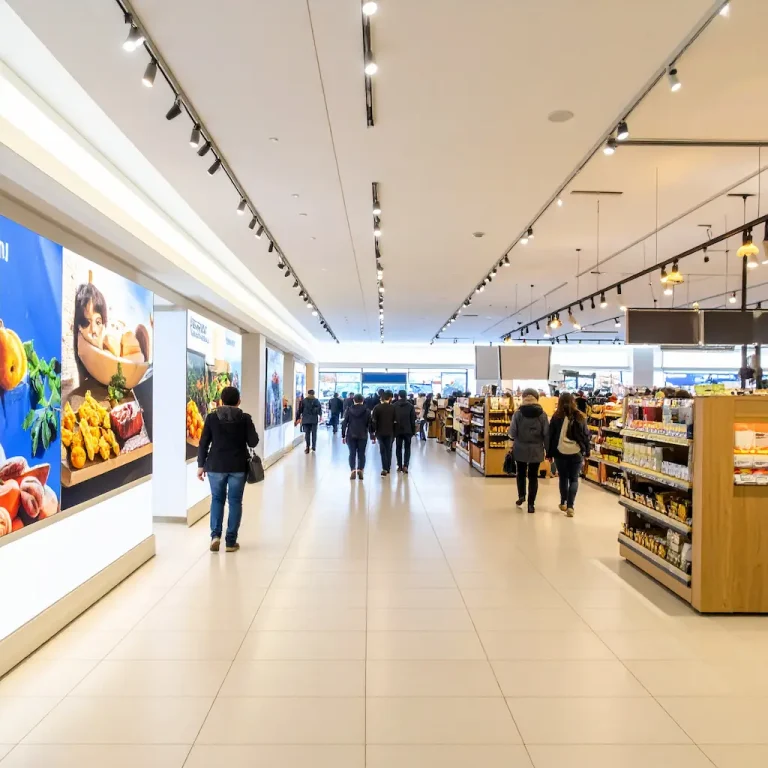 Customers engaging with GDSPL’s large format signage